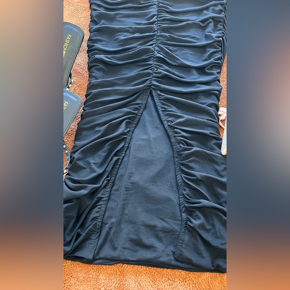 NWT Bow Detail Halter Neck Bodycon Ruched Mesh Maxi Dress - Picture 11 of 11